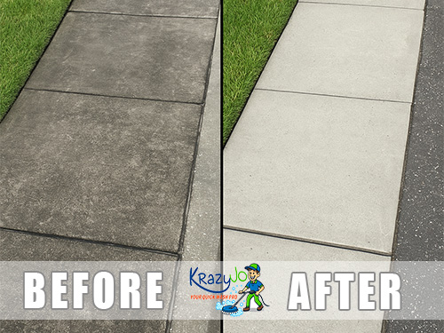 Before and after pressure washing