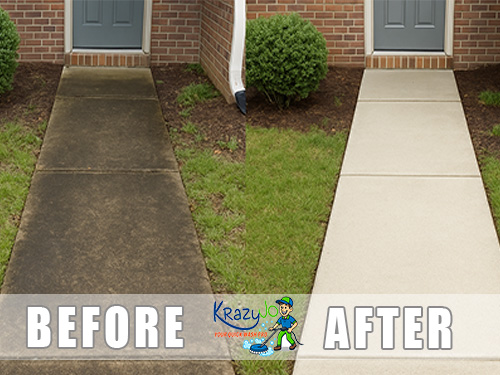 Walkways before and after KrazyJo pressure wash